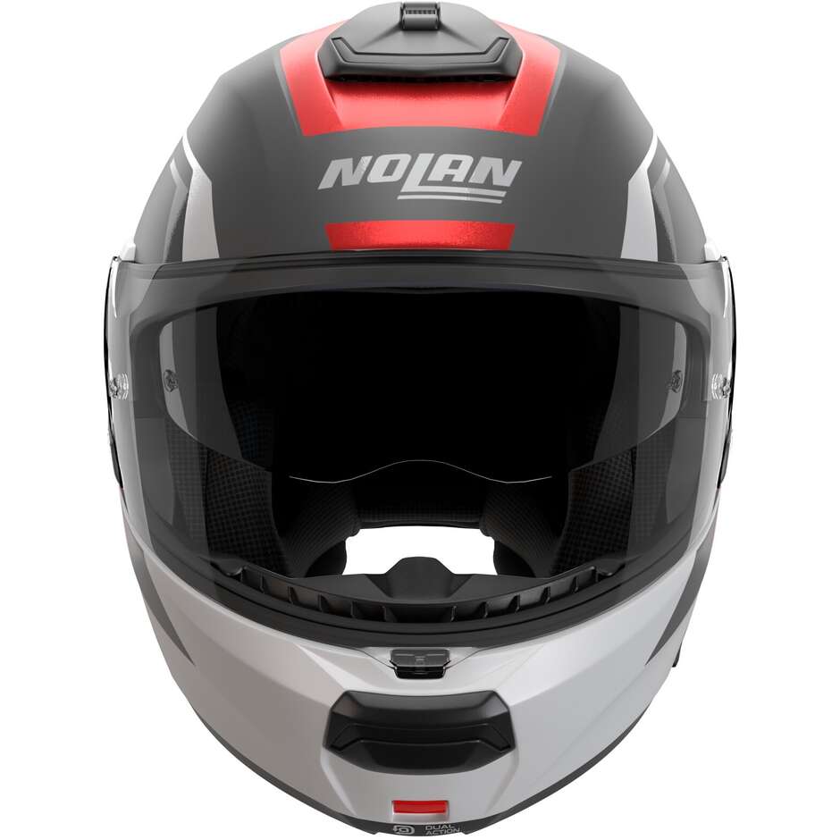 Nolan N100-6 CINETICO 361 Modular Motorcycle Helmet P/J Matt Grey White Red