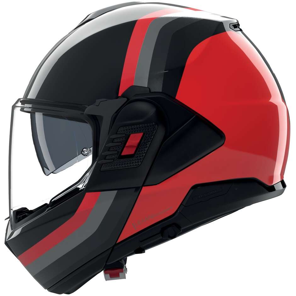 Nolan N120-1 LINEO 351 Modularer Motorradhelm P/J Schwarz Rot Grau Glänzend