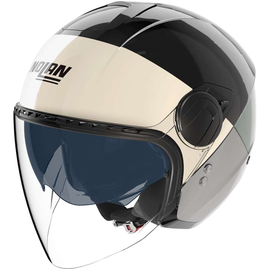 Nolan N20-2 Jet Motorradhelm VISOR BLOCK 354 Schwarz Elfenbein Grün Grau Glänzend
