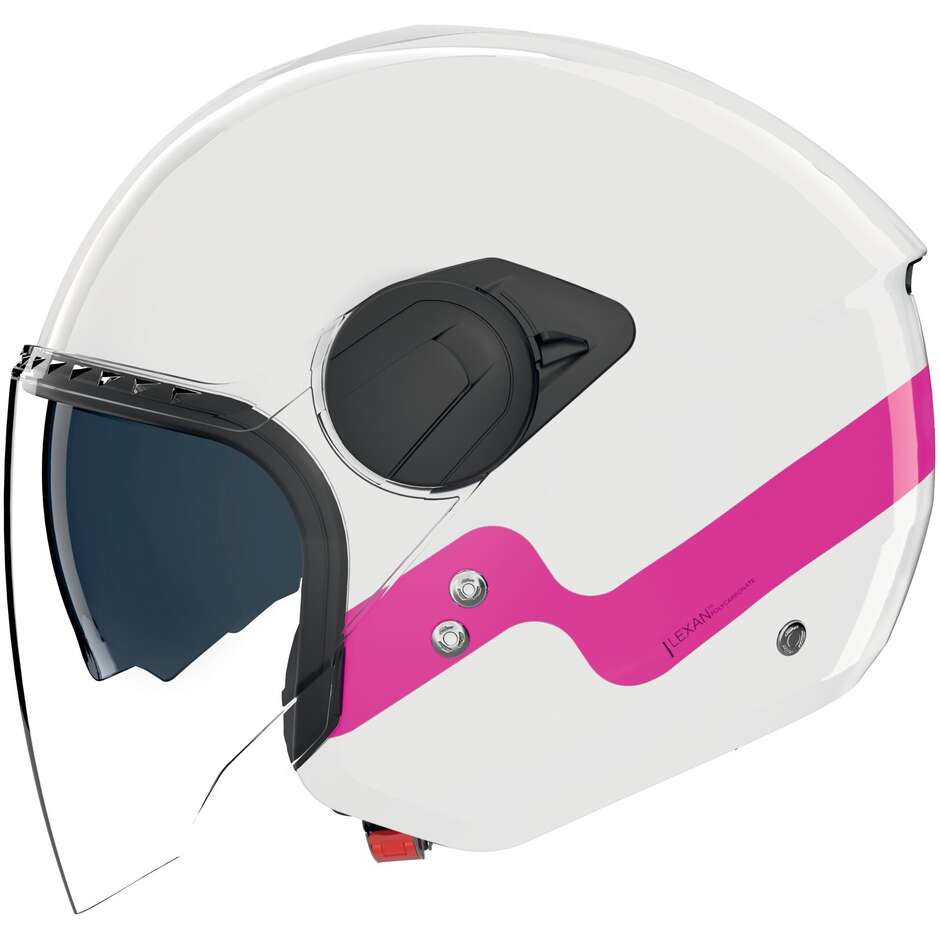 Nolan N20-2 VISOR ZEFIRO 342 Jet Motorcycle Helmet Glossy White Fuchsia