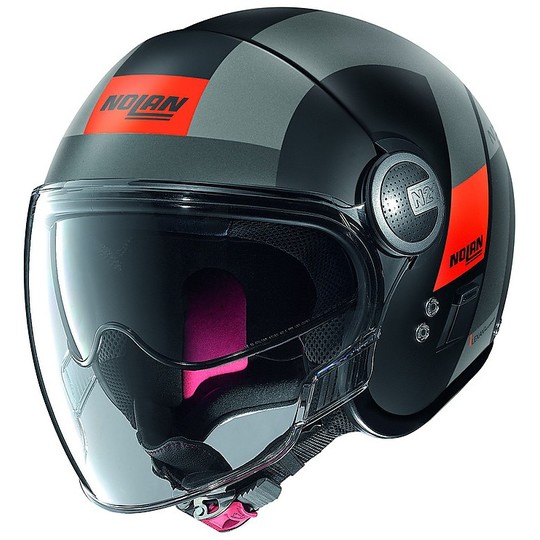 Nolan N21 Mini-Jet Motorcycle Helmet Visor Spheroid 050 Matte Black Orange