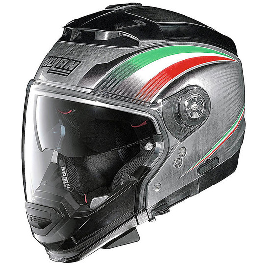 Nolan N44 Evo Italy N-Com 015 Casque de moto crossover modulaire chromé rayé