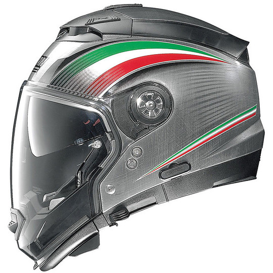 Nolan N44 Evo Italy N-Com 015 Casque de moto crossover modulaire chromé rayé