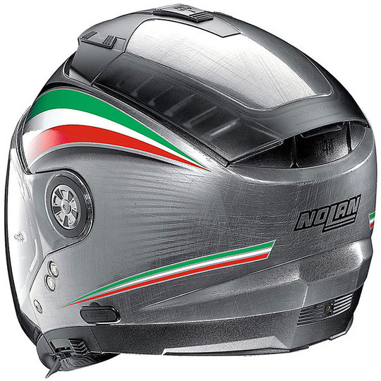 Nolan N44 Evo Italy N-Com 015 Casque de moto crossover modulaire chromé rayé
