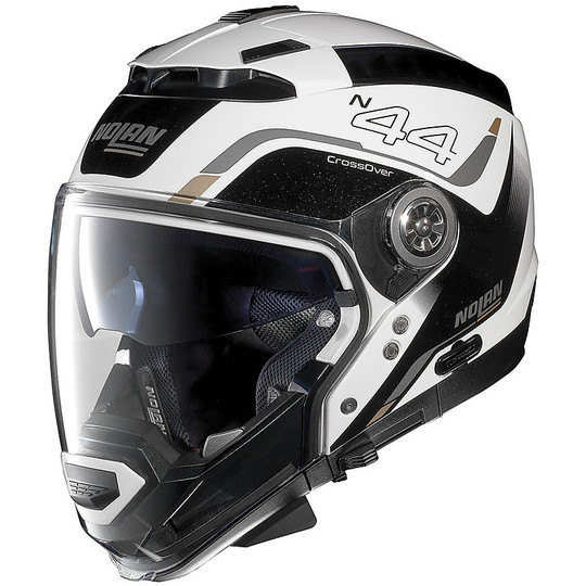 Nolan N44 Evo Viewpoint N-Com 052 Casque de moto modulaire crossover blanc métal noir