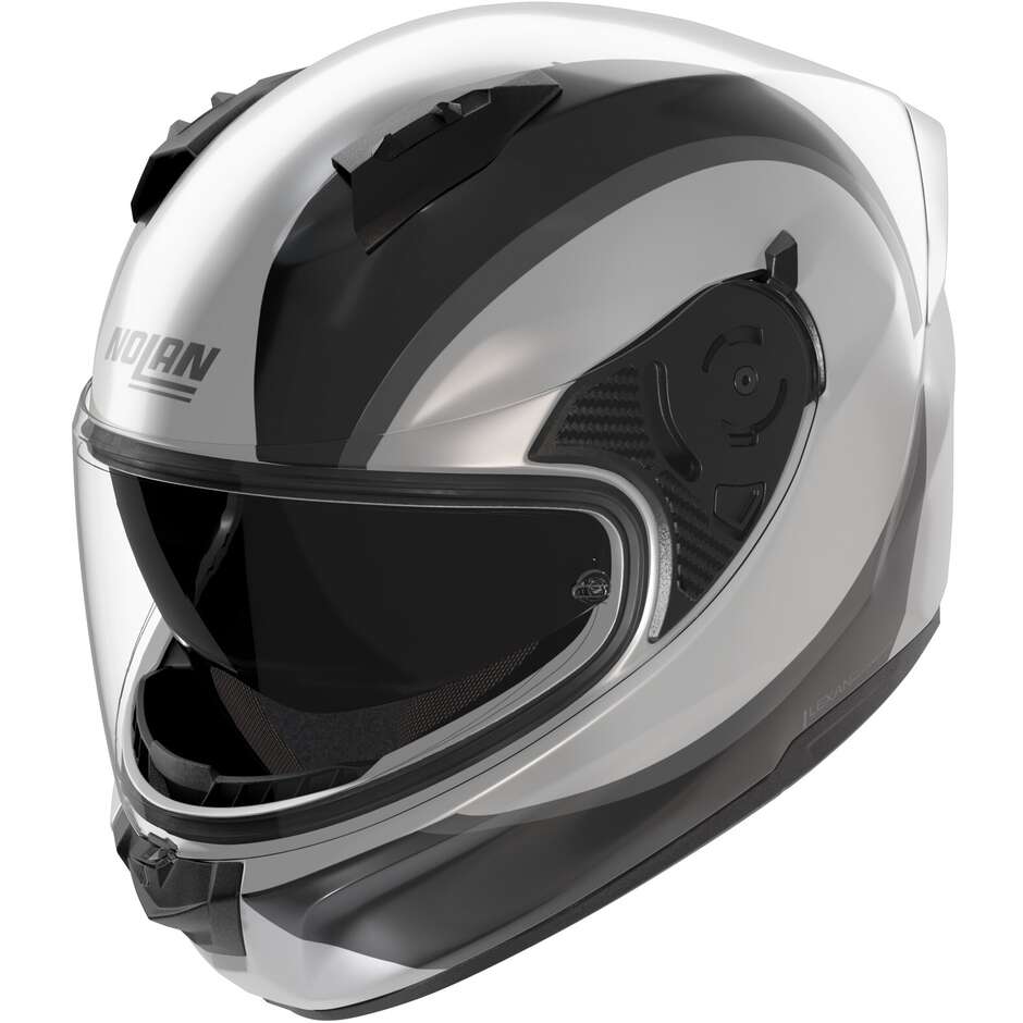 Nolan N60-6 BIFASE 349 Integralhelm Motorrad Weiß Schwarz Metall