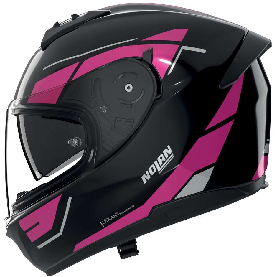Nolan N60-6 SINCRONO 354 Integralhelm für Motorradfahrer, glänzend schwarz/fuchsia