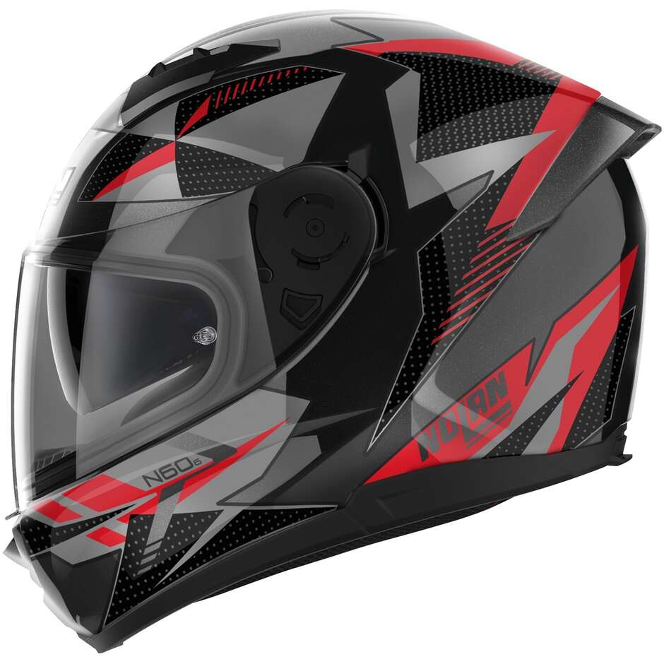 Nolan N60-6 WIRING 074 Red Silver Integral Motorcycle Helmet