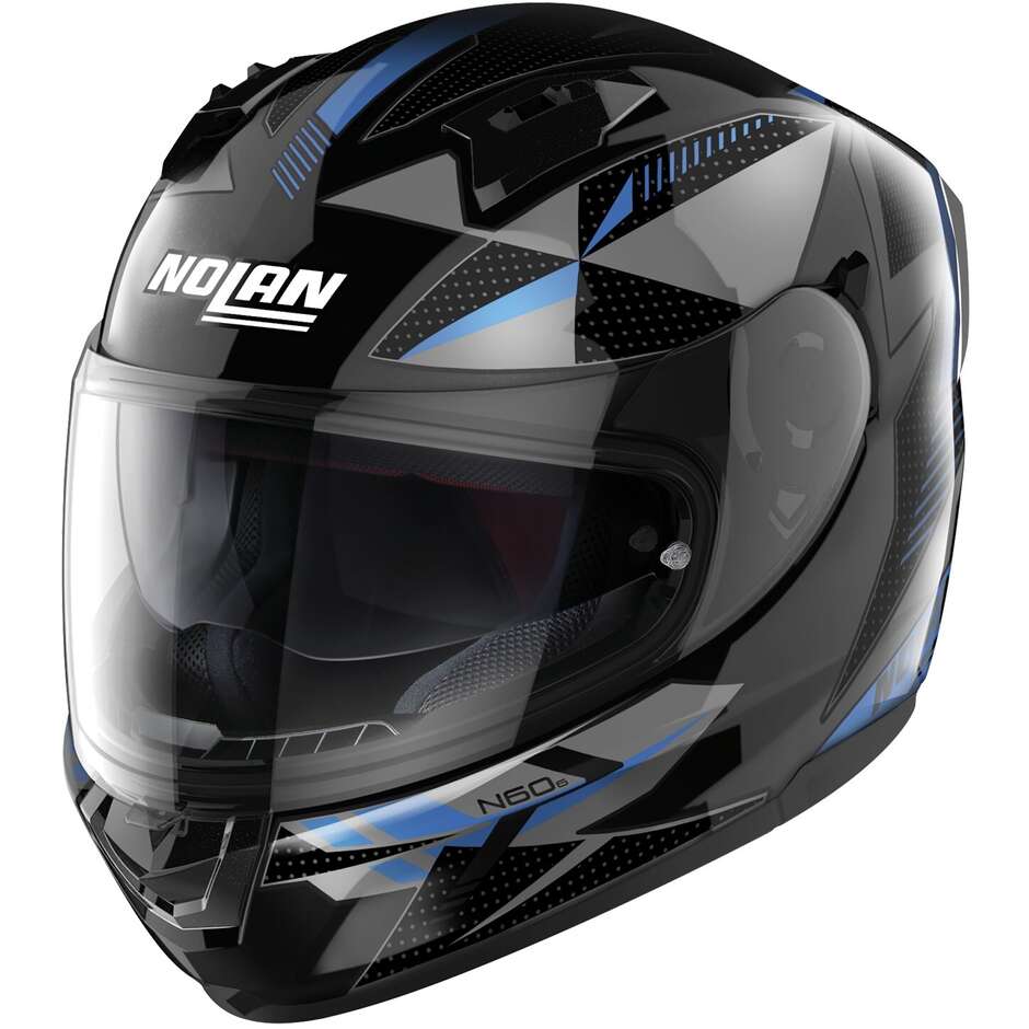 Nolan N60-6 WIRING 076 Integral Motorcycle Helmet Blue Silver