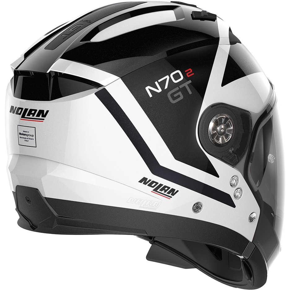 Nolan N70.2 Crossover Motorcycle Helmet GT GLARING N-Com 049 White Metal