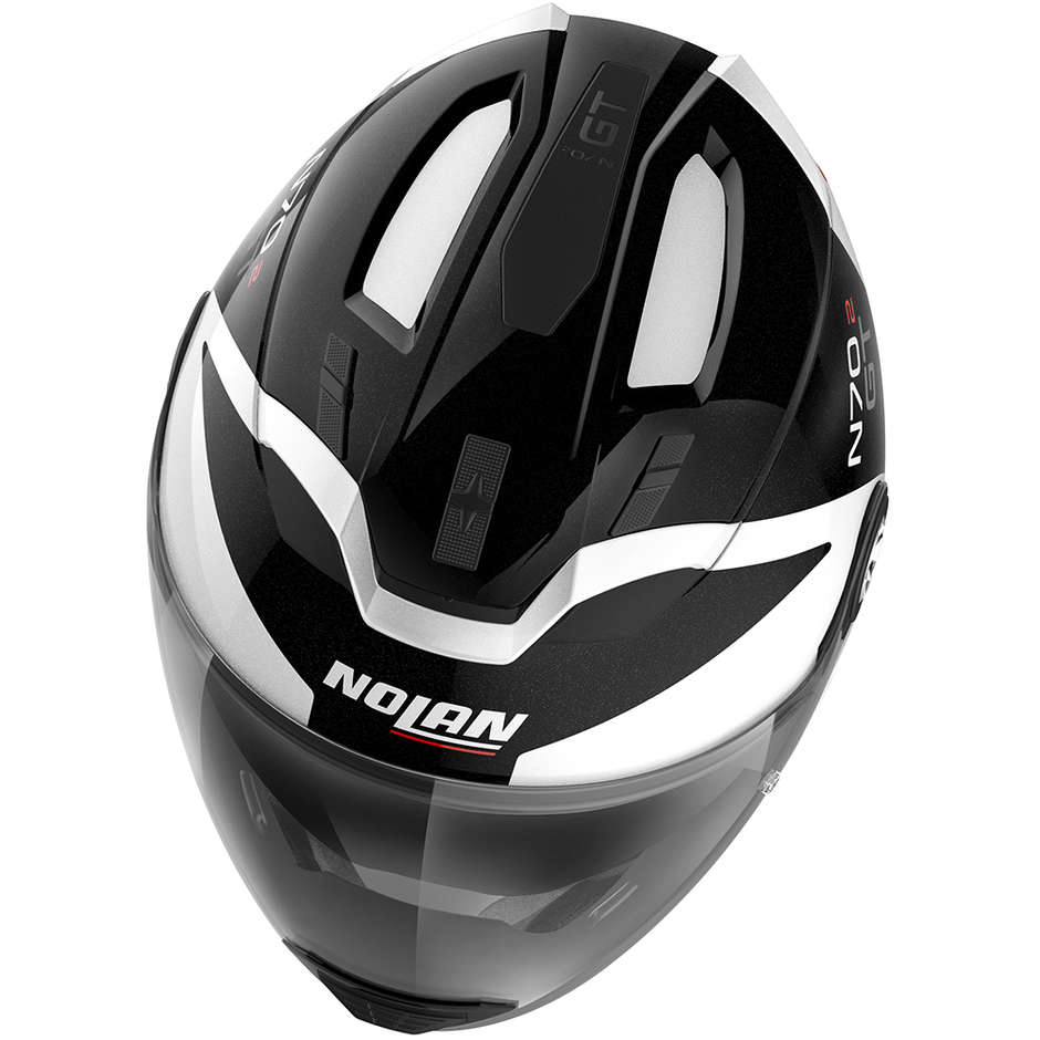 Nolan N70.2 Crossover Motorcycle Helmet GT GLARING N-Com 049 White Metal