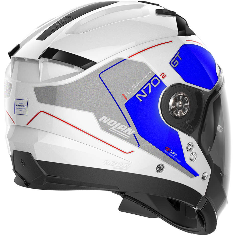 Nolan N70.2 Crossover Motorcycle Helmet GT LAKOTA N-Com 041 White Metal Blue