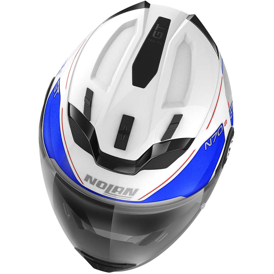 Nolan N70.2 Crossover Motorcycle Helmet GT LAKOTA N-Com 041 White Metal Blue