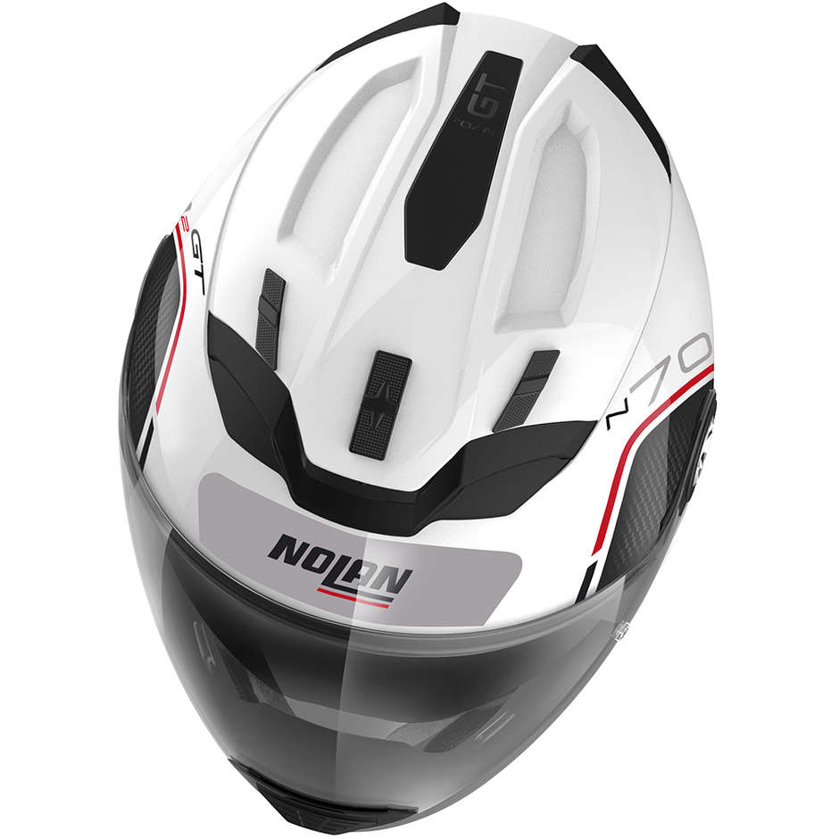 Nolan N70-2 GT FLYWHEEL N-Com 053 Crossover Motorcycle Helmet White Red