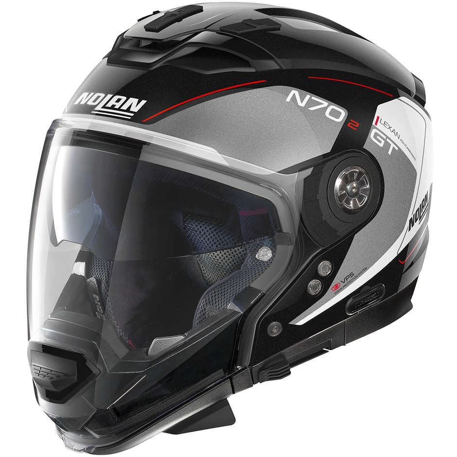 Nolan N70.2 GT LAKOTA N-Com 037 Crossover Motorcycle Helmet Black Metal Red