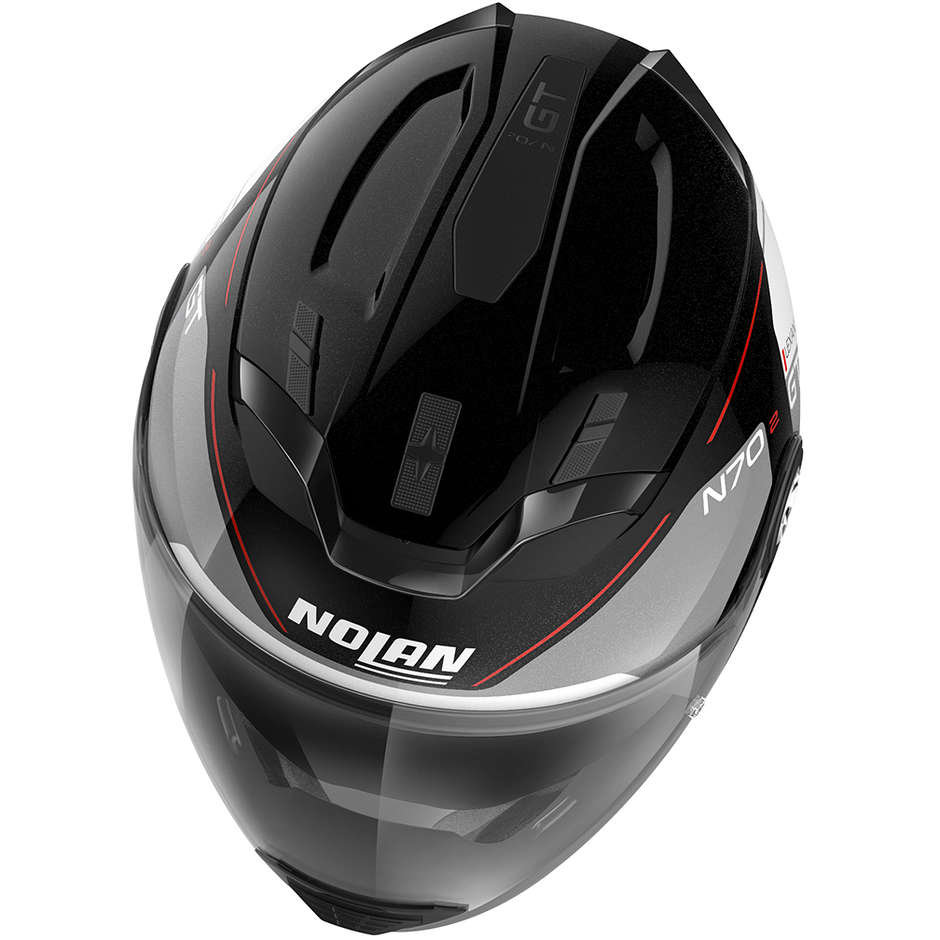 Nolan N70.2 GT LAKOTA N-Com 037 Crossover Motorcycle Helmet Black Metal Red