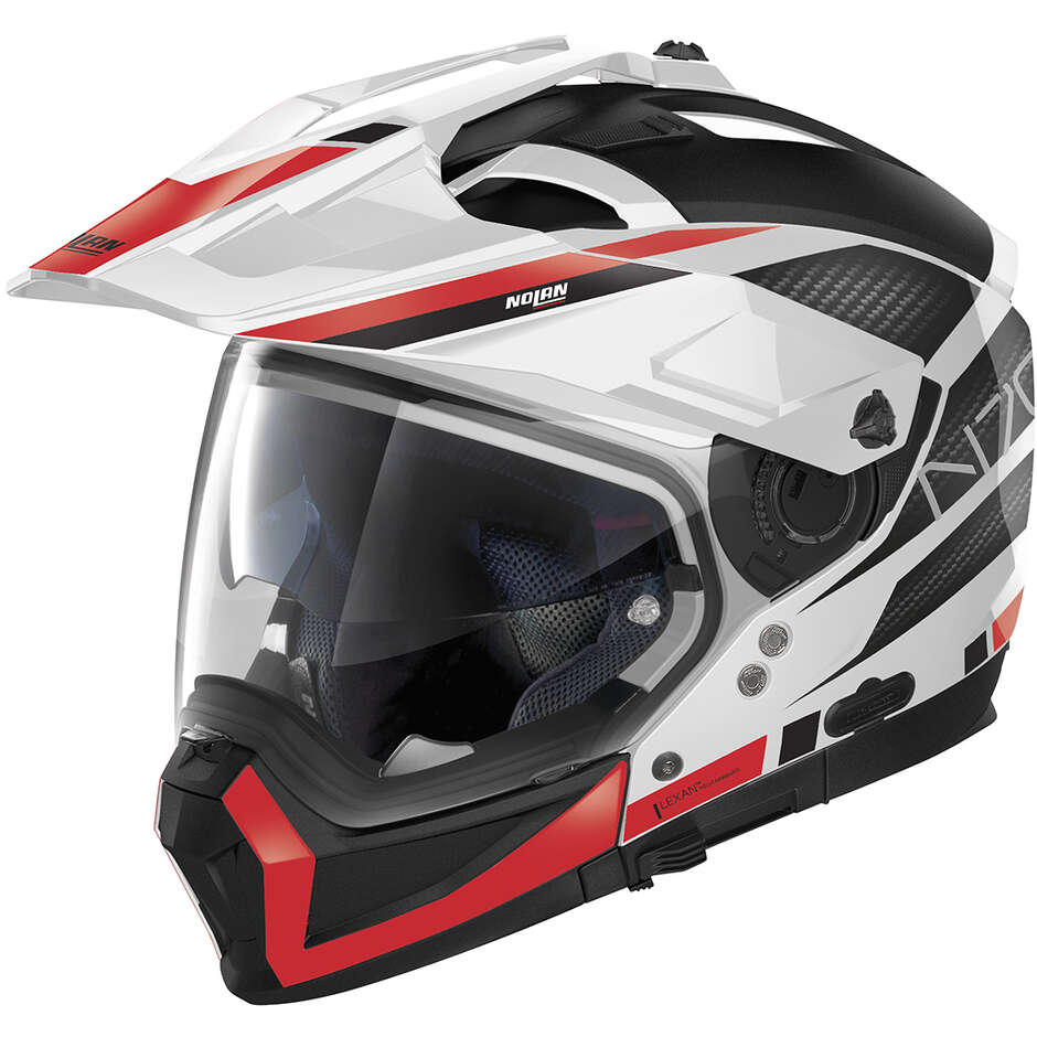 Nolan N70-2 X 06 EARTHQUAKE N-Com 049 Crossover Motorcycle Helmet White Black Red