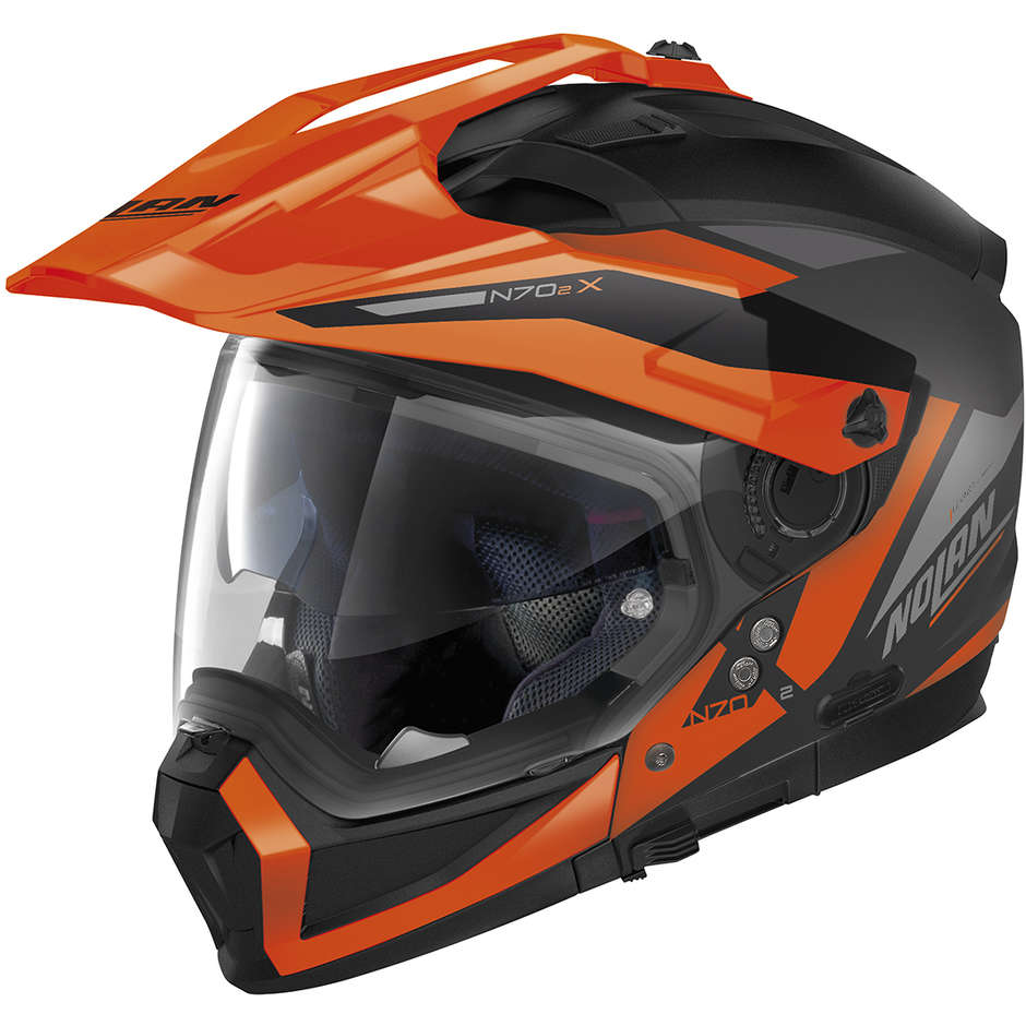 Nolan N70-2 X STUNNER N-Com 052 Crossover Motorcycle Helmet Matte Black Orange