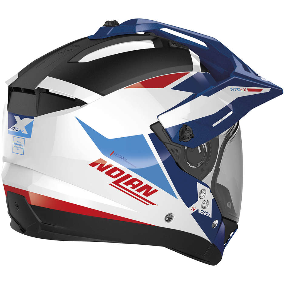 Nolan N70-2 X STUNNER N-Com 053 Crossover Motorcycle Helmet White Blue Red