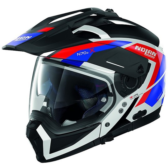 Nolan N70.2x Crossover ON-OFF Motorcycle Helmet Grandes Alpes N-Com 026 White Glossy Blue