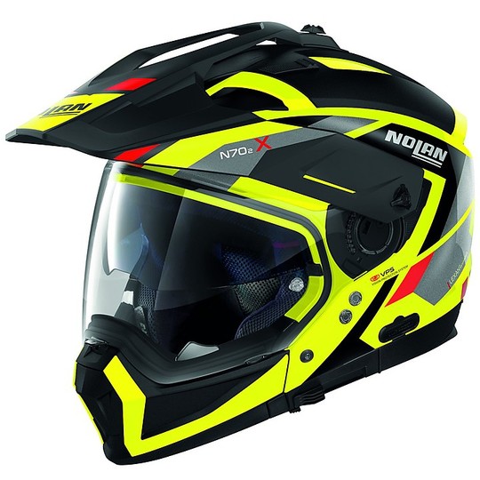 Nolan N70.2x Crossover ON-OFF Motorcycle Helmet Grandes Alpes N-Com 027 Yellow Led
