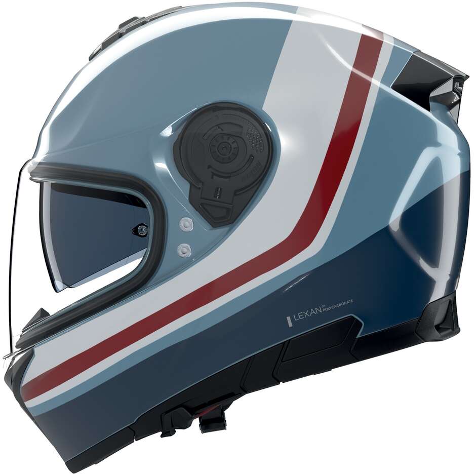 Nolan N80-8 INCLINE 352 Full Face Motorcycle Helmet Blue Grey White Red Glossy