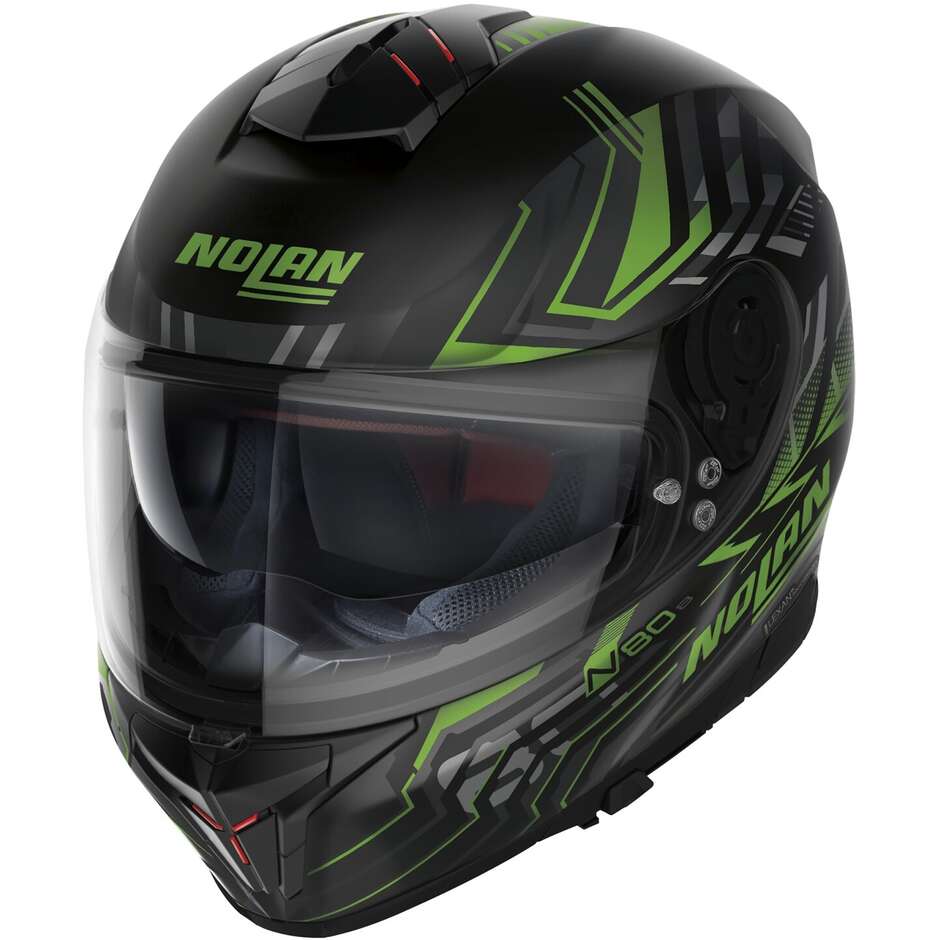 Nolan N80-8 TURBOLENCE N-COM 080 Matt Green Full Face Motorcycle Helmet