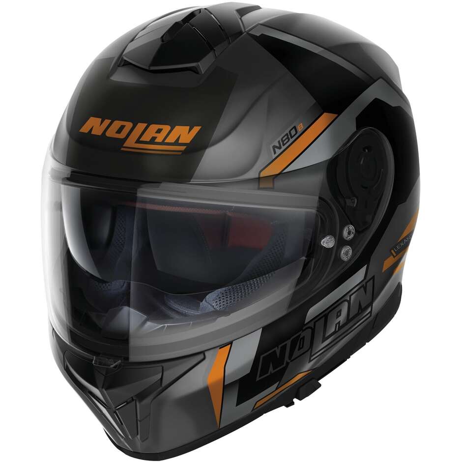 Nolan N80-8 WANTED N-COM 073 Orange Matt Black Full Face Motorcycle Helmet