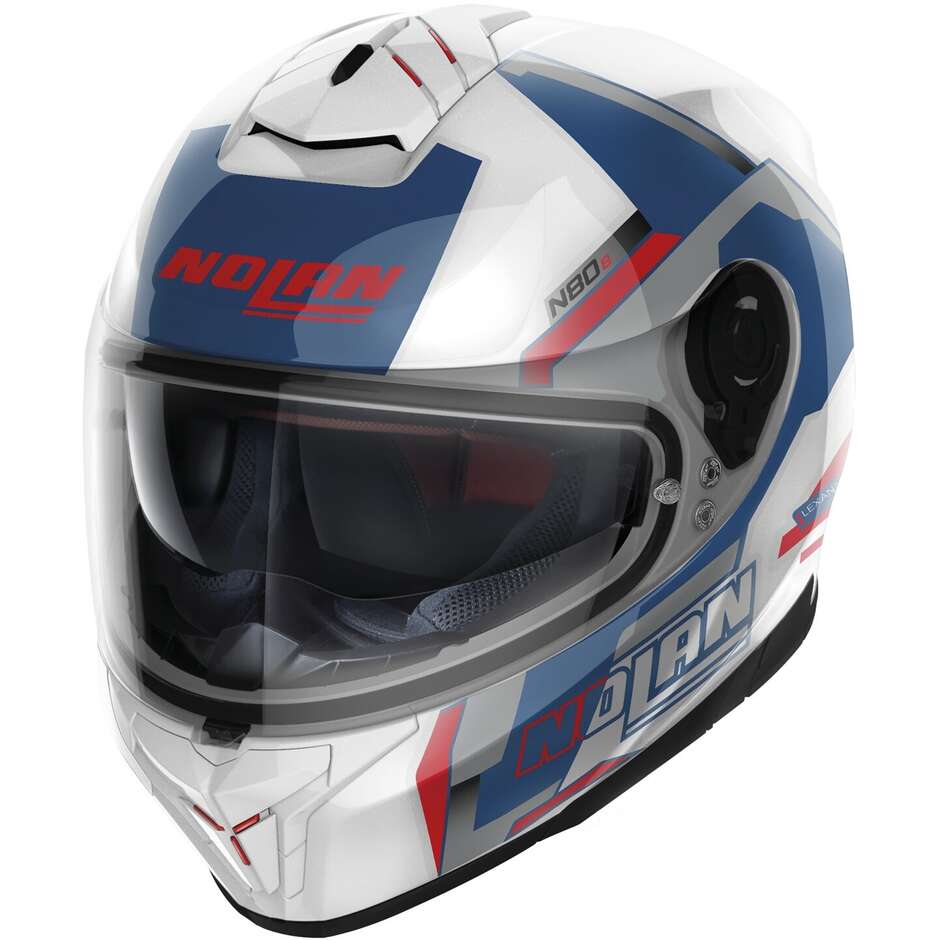 Nolan N80-8 WANTED N-COM 075 Red Blue Silver Integral Motorcycle Helmet