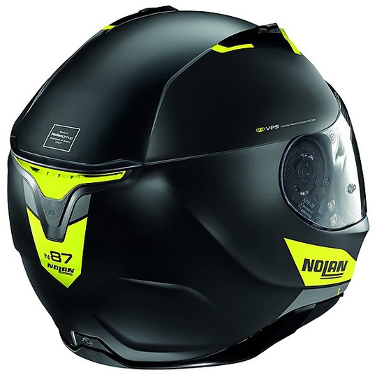 Nolan N87 Integral Motorcycle Helmet N-Com 072 Emblem Black Opaque Yellow