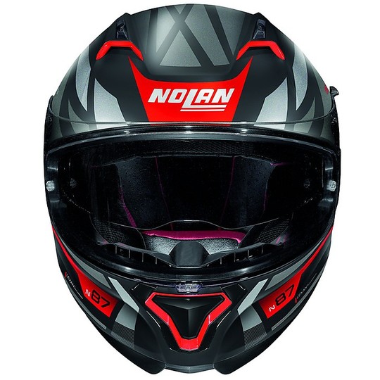 Nolan N87 Integral Motorcycle Helmet Originality N-Com 069 Black Red Matt