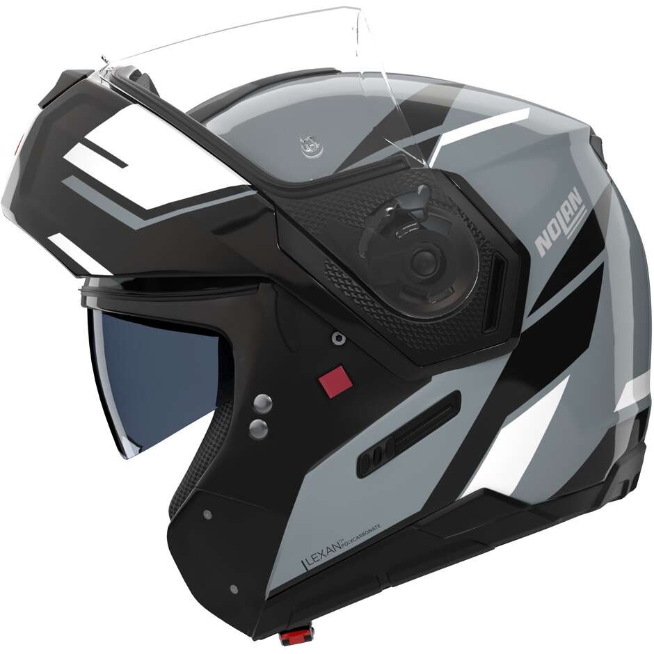 Nolan N90-3 06 SINCRONO 352 Modularer Motorradhelm P/J Grau Schwarz Weiß Glänzend