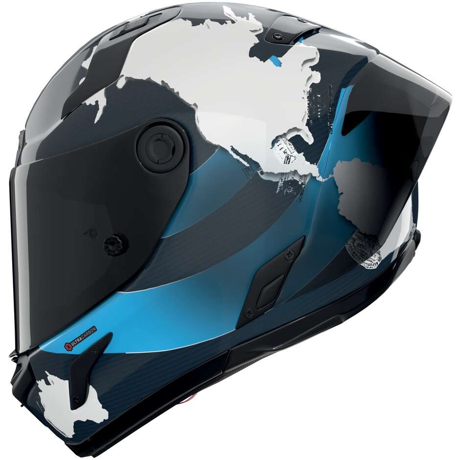 Nolan X-804 RS UC CHECA Édition spéciale 30e anniversaire. Casque moto intégral 355, bleu brillant, blanc, bleu clair