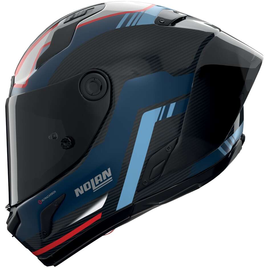Nolan X-804 RS UC PIEGA 366 Integralhelm Motorrad Carbon Blau Hellblau Rot Glänzend