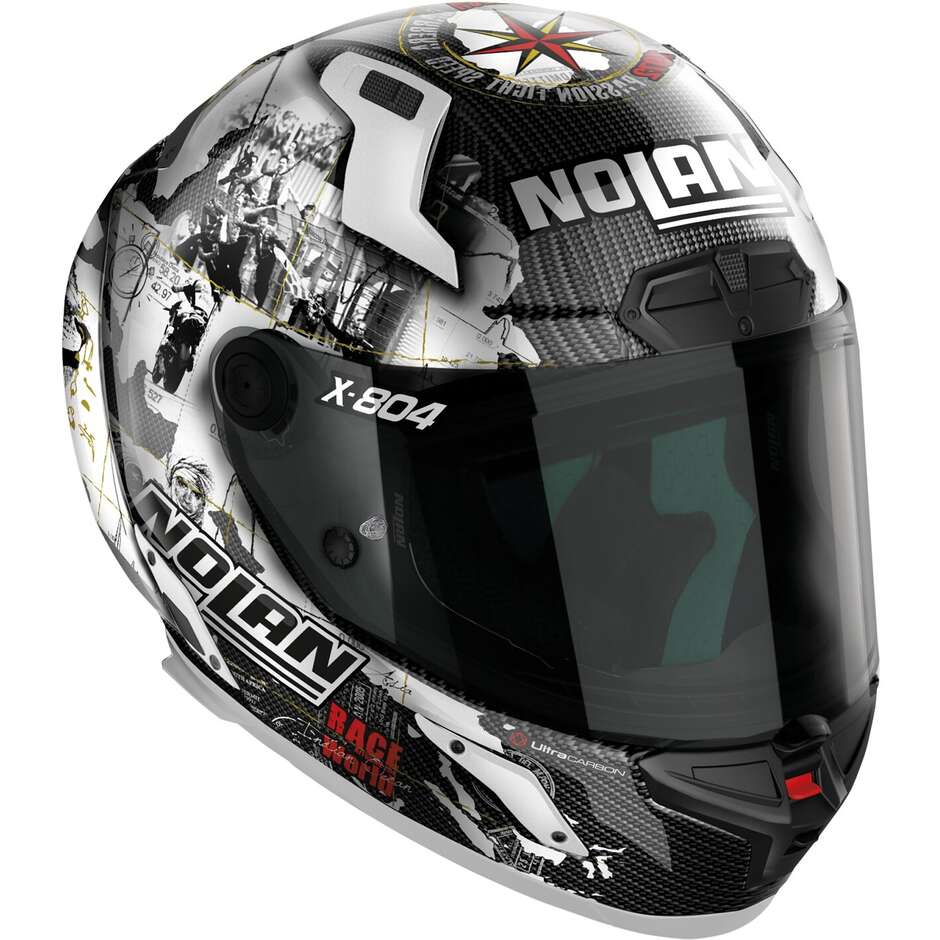 Nolan X-804 RS UC REPLICA CHECA GOLD 024 Integral Motorcycle Helmet White