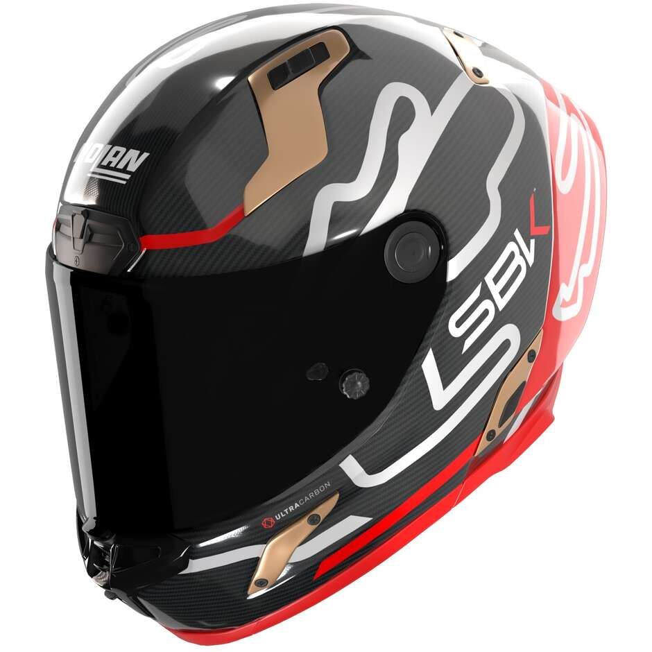 Nolan X-804 RS UC SBK 360 Full Face Motorcycle Helmet Carbon Red Gold Gloss