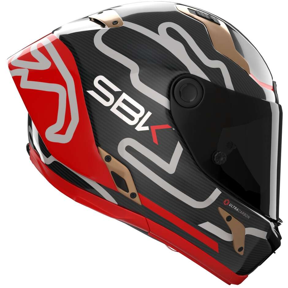 Nolan X-804 RS UC SBK 360 Full Face Motorcycle Helmet Carbon Red Gold Gloss