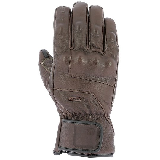 NORTHON Brown Overlap Leather Motorcycle Gloves
