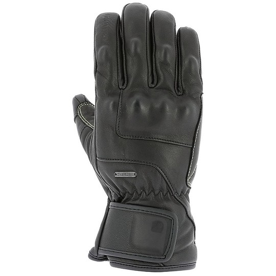 NORTHON Overlap Winter Leather Motorcycle Gloves Black