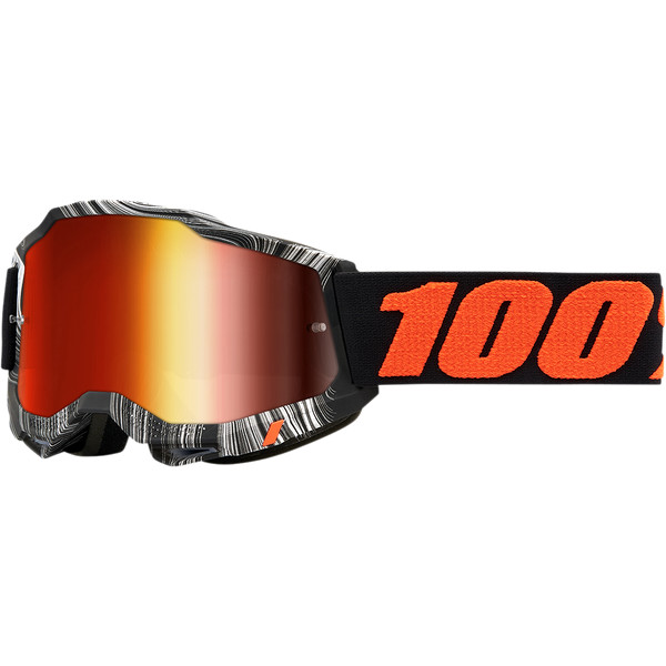 Occhiali Maschera Moto Cross Enduro 100% ACCURI 2 Snowmobile Geospace Lente Specchio Rossa