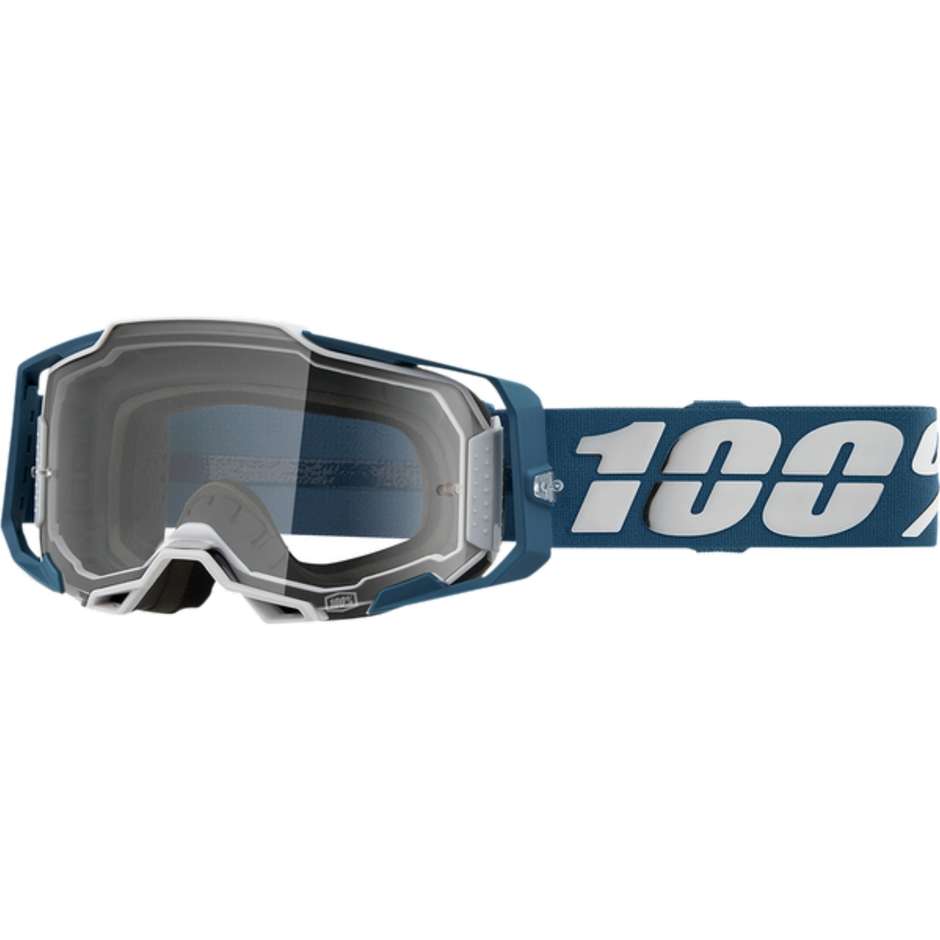 Occhiali Maschera Moto Cross Enduro 100% ARMEGA Albar Lente Chiara