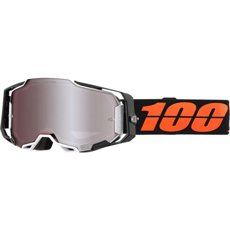 Occhiali Maschera Moto Cross Enduro 100% ARMEGA Blacktail/HiPER Lente Silver