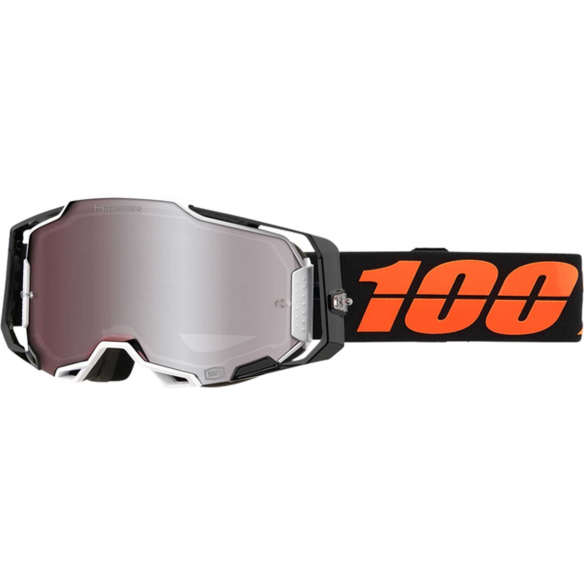 Occhiali Maschera Moto Cross Enduro 100% ARMEGA Blacktail/HiPER Lente  Silver Vendita Online 