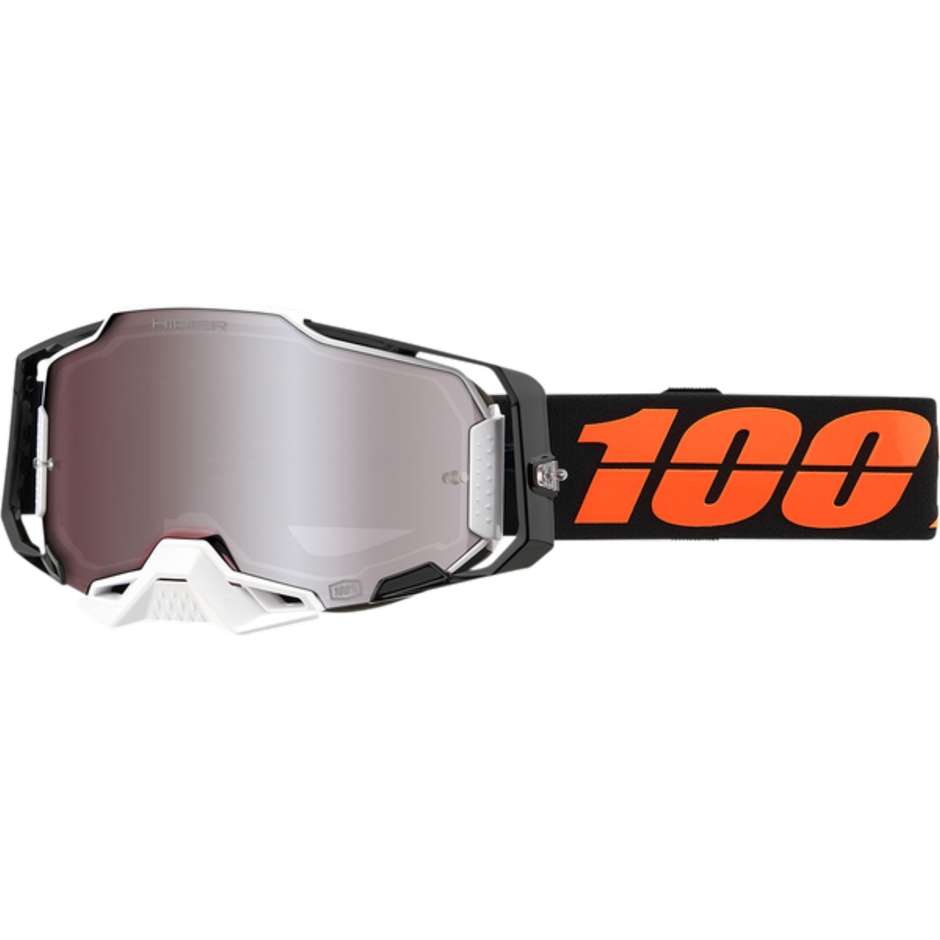 Occhiali Maschera Moto Cross Enduro 100% ARMEGA Blacktail/HiPER Lente Silver