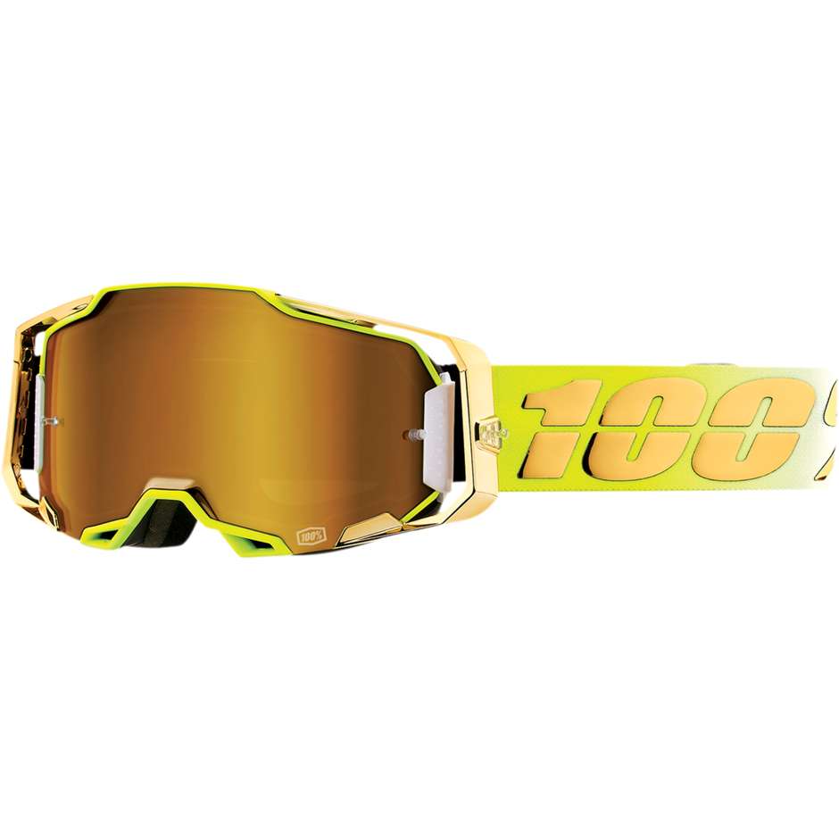 Occhiali Maschera Moto Cross Enduro 100% ARMEGA Feelgood Lente Oro