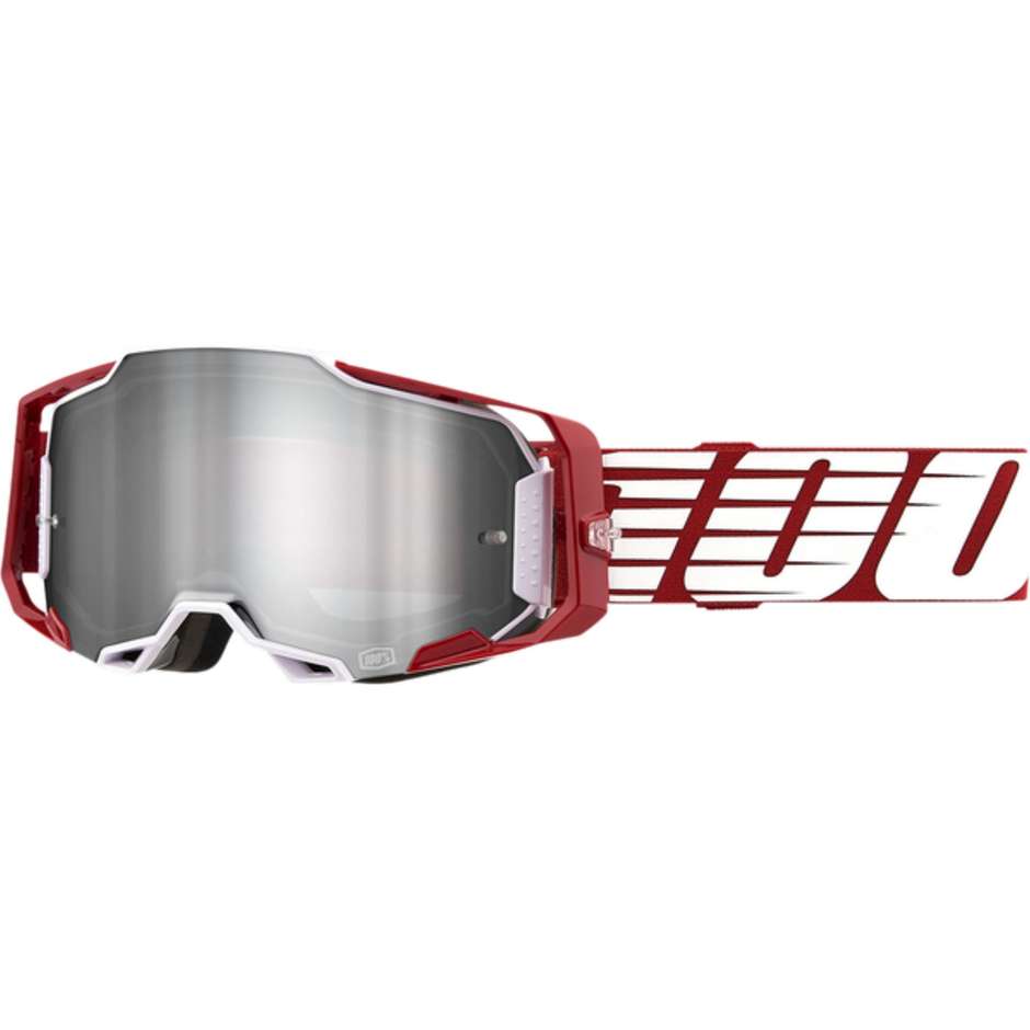 Occhiali Maschera Moto Cross Enduro 100% ARMEGA Oversize Deep Lente Sivler 