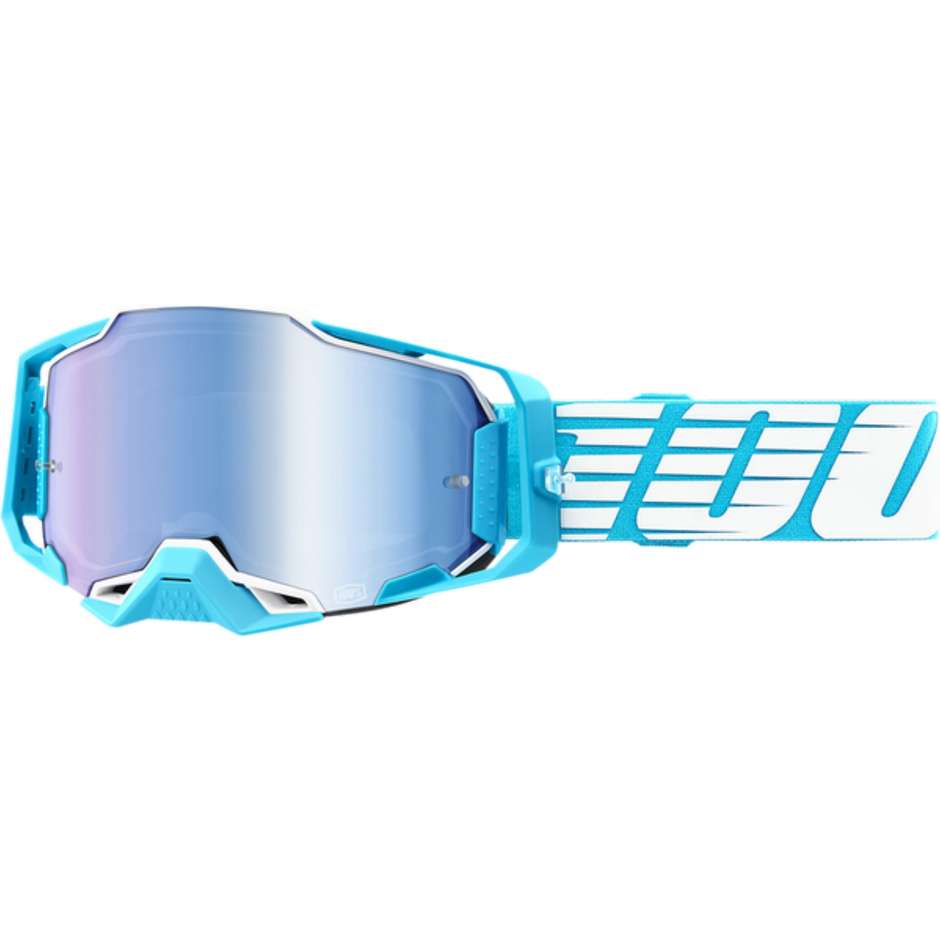 Occhiali Maschera Moto Cross Enduro 100% ARMEGA Oversize Sky Lente Blu