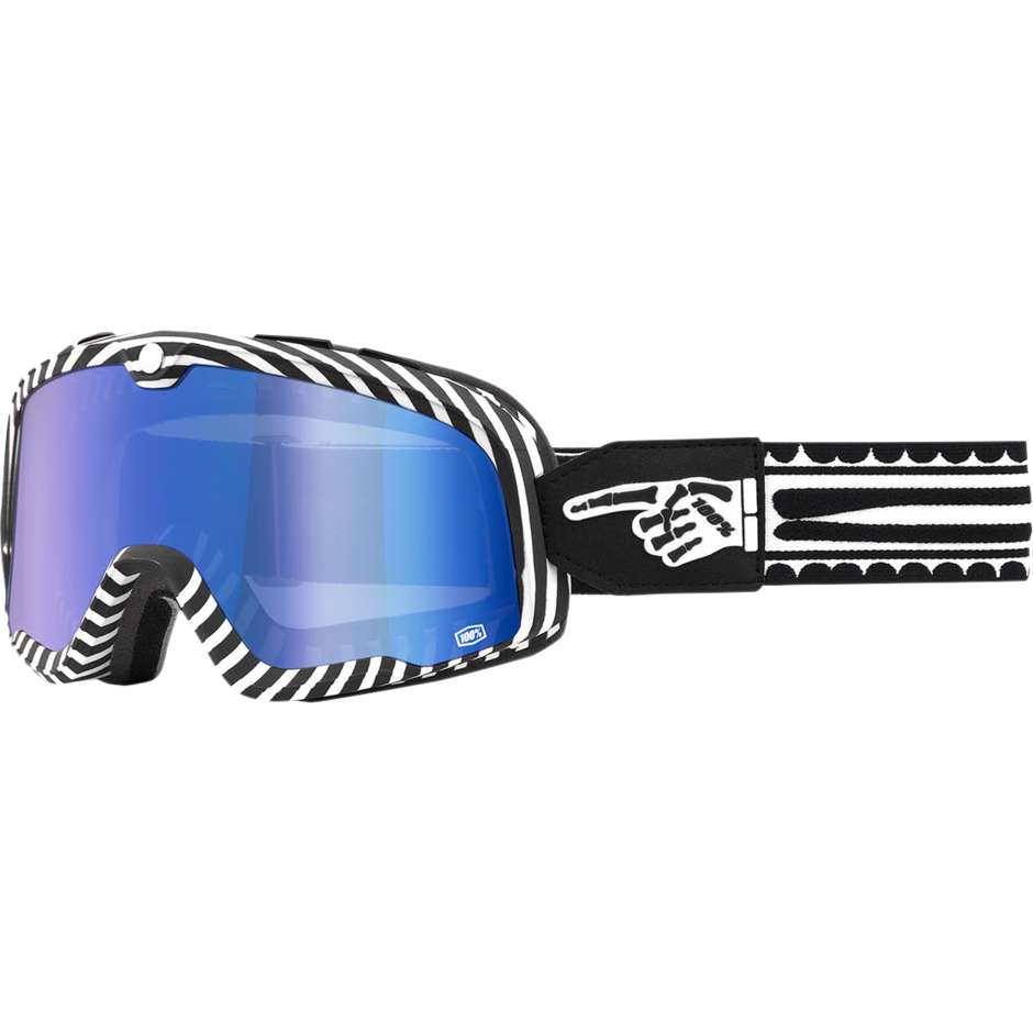Occhiali Maschera Moto Cross Enduro 100% BARSTOW Spray Lente Specchio Blu