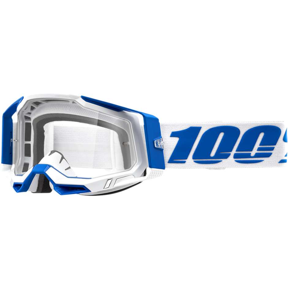 Occhiali Maschera Moto Cross Enduro 100% RACECRAFT 2 Isola Lente Chiara 