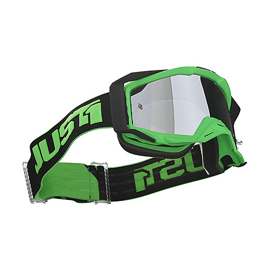 Occhiali Maschera  Moto Cross Enduro Just1 Iris Track Verde Nero